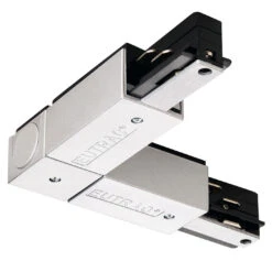 SLV Eutrac L-Verbinder Mit Einspeisemöglichkeit Für 3 Phasen-Aufbauschiene, Erdungsanschluß Außen